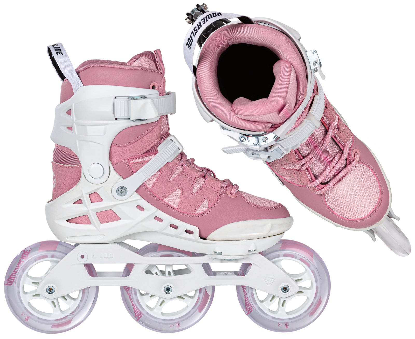 Powerslide Phuzion Argon Syncro Rose 110, Seitenansicht innen und Schuh von Oben